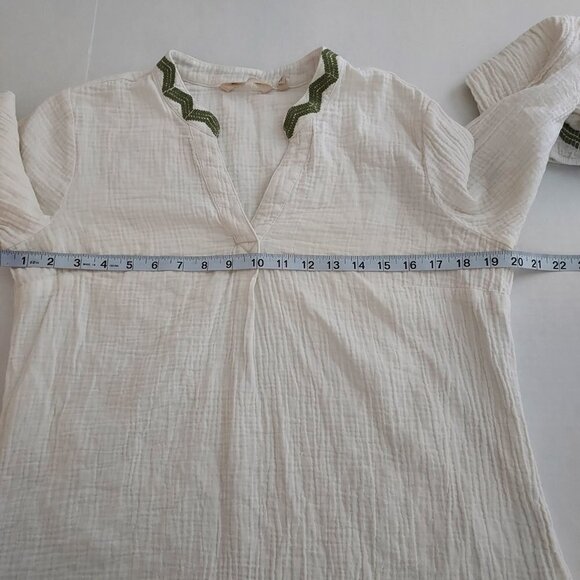 Soft Surroundings Navarre Gauze Long Sleeve Embroidered Cream Tunic Top - Picture 7 of 8